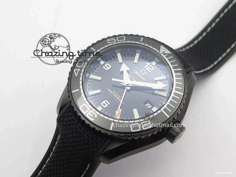 0427 Planet Ocean 45mm GMT DLC JHF Best Edition Black Dial On Rubber Strap A Durable 8194